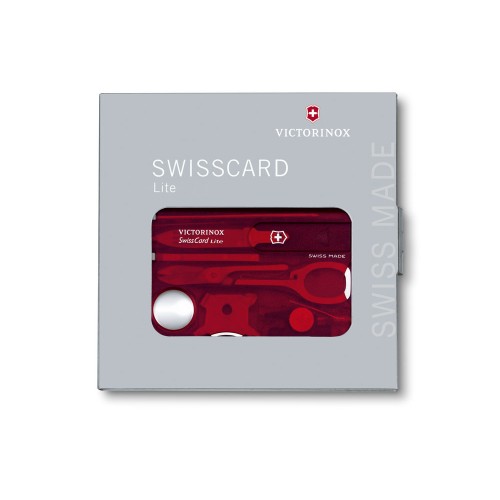 Швейцарская карточка VICTORINOX SwissCard Lite, 13 функций, полупрозрачная красная