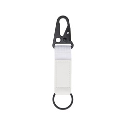 Брелок-ремувка "Carabinier" из ткани с вставкой из экокожи и карабином, белый