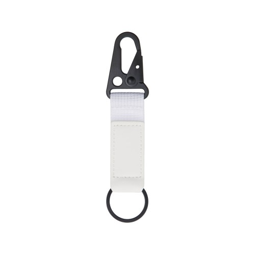 Брелок-ремувка "Carabinier" из ткани с вставкой из экокожи и карабином, белый