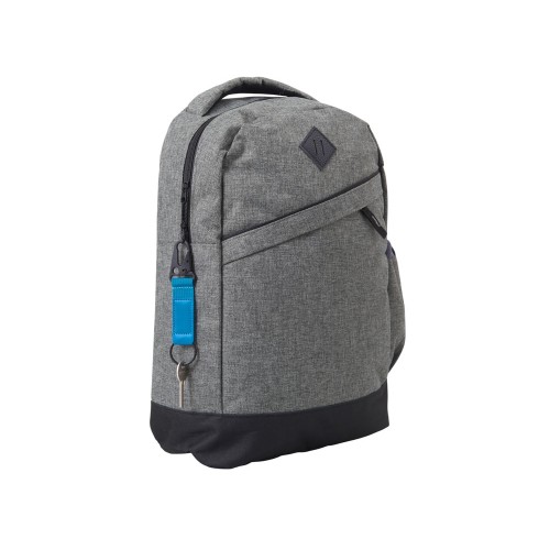 Брелок-ремувка "Carabinier" из ткани с вставкой из экокожи и карабином, синий