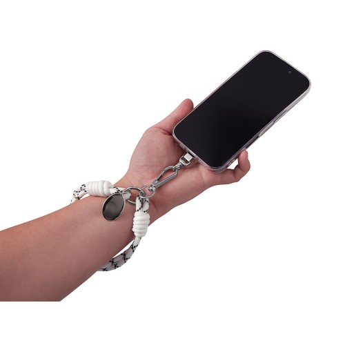 Брелок-браслет "Bohemian" c металлическим держателем для телефона, бело-черный