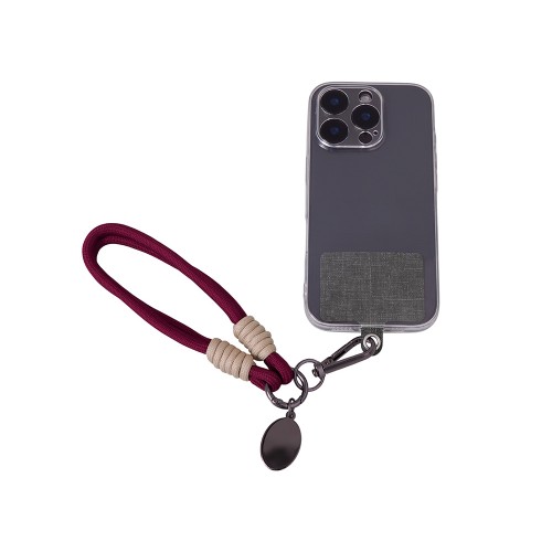 Брелок-браслет "Bohemian" c тканевым держателем для телефона, бургунди