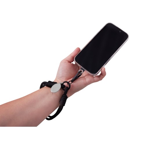 Брелок-браслет "Bohemian" c тканевым держателем для телефона, черный