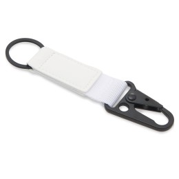 Брелок-ремувка "Carabinier" из ткани с вставкой из экокожи и карабином, белый