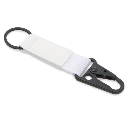 Брелок-ремувка "Carabinier" из ткани с вставкой из экокожи и карабином, белый