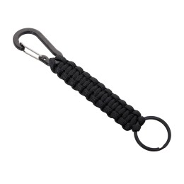 Брелок-веревочка "Austere" с карабином и кольцом, черный