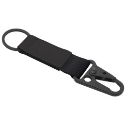 Брелок-ремувка "Carabinier" из ткани с вставкой из экокожи и карабином, черный