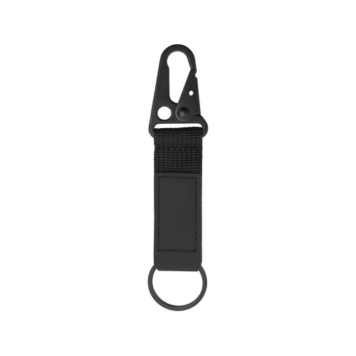Брелок-ремувка "Carabinier" из ткани с вставкой из экокожи и карабином, черный