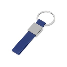 Брелок из металла и иск.кожи "Strap", серебристый/темно-синий