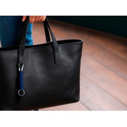 Брелок-веревочка "Austere" с карабином и кольцом, темно-синий с серебристым