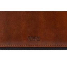 Бизнес-блокнот на молнии А5 «Fabrizio» с RFID защитой и ручкой, коричневый