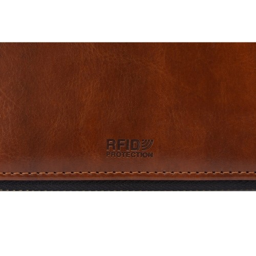 Бизнес-блокнот на молнии А5 «Fabrizio» с RFID защитой и ручкой, коричневый