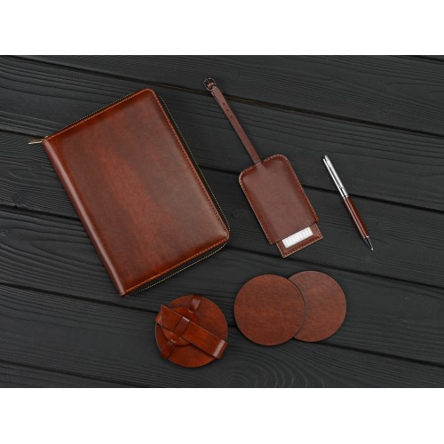 Бизнес-блокнот на молнии А5 «Fabrizio» с RFID защитой и ручкой, черный