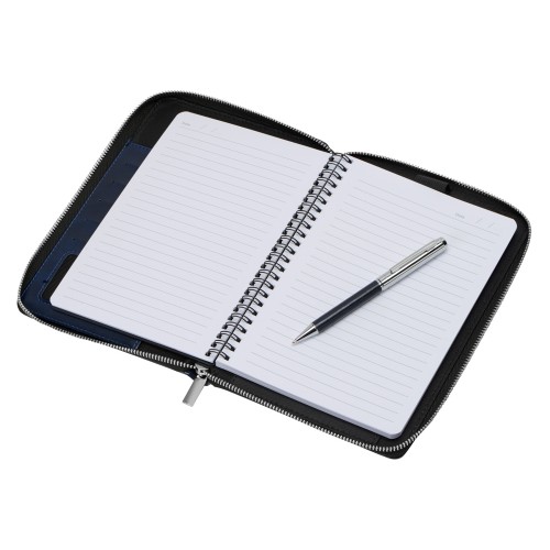 Бизнес-блокнот на молнии А5 «Fabrizio» с RFID защитой и ручкой, синий