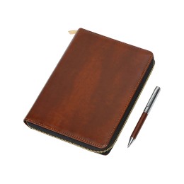 Бизнес-блокнот на молнии А5 «Fabrizio» с RFID защитой и ручкой, коричневый