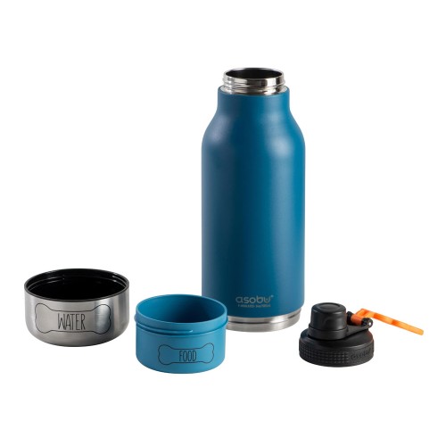 Вакуумный термос «Buddy» 3-в-1 со съемными мисками для питомцев, 1000 мл, синий