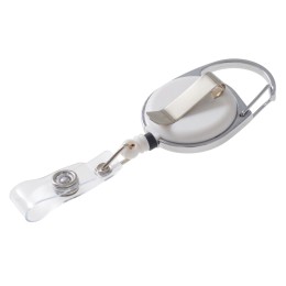 Бейдж с рулеткой-карабин "Favor", белый