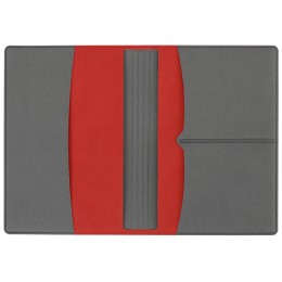 Обложка для паспорта с RFID защитой отделений для пластиковых карт "Favor", красная/серая