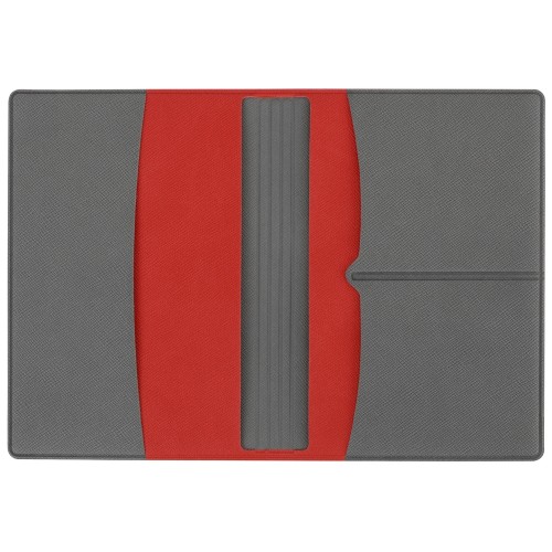Обложка для паспорта с RFID защитой отделений для пластиковых карт "Favor", красная/серая