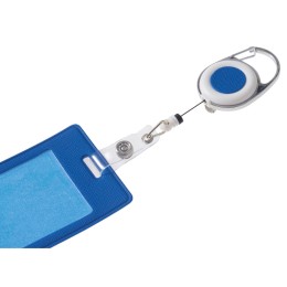 Бейдж с рулеткой-карабин "Favor", синий