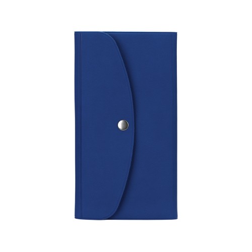 Органайзер для документов на кнопке с отделением для купюр и ручки, упаковка в индивидуальный пакет, синий/темно-синий