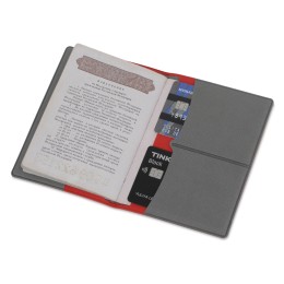 Обложка для паспорта с RFID защитой отделений для пластиковых карт "Favor", красная/серая