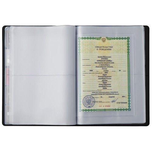 Органайзер Favor 2.0 для семейных документов на 4 комплекта документов, формат А4, черный