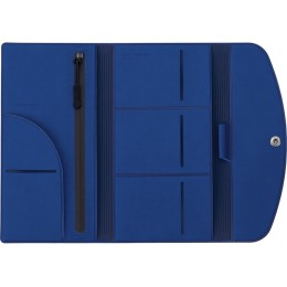 Органайзер для документов на кнопке с отделением для купюр и ручки, упаковка в индивидуальный пакет, синий/темно-синий