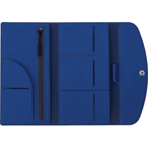 Органайзер для документов на кнопке с отделением для купюр и ручки, упаковка в индивидуальный пакет, синий/темно-синий