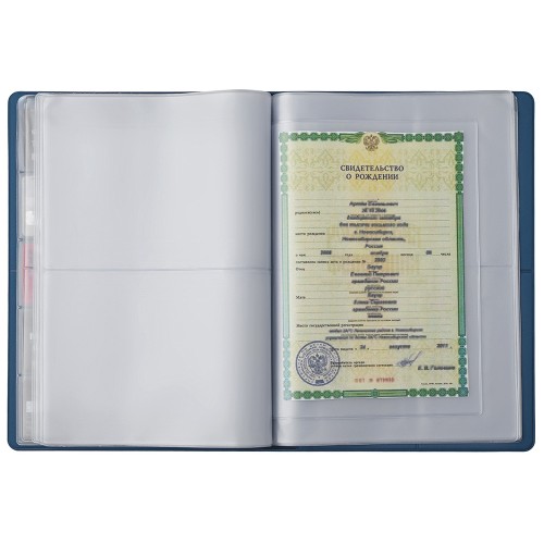 Органайзер Favor 2.0 для семейных документов на 4 комплекта документов, формат А4, синий