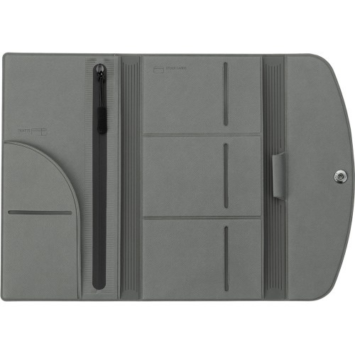 Органайзер для документов на кнопке с отделением для купюр и ручки, упаковка в индивидуальный пакет, серый