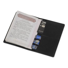 Обложка для паспорта с RFID защитой отделений для пластиковых карт "Favor", черная
