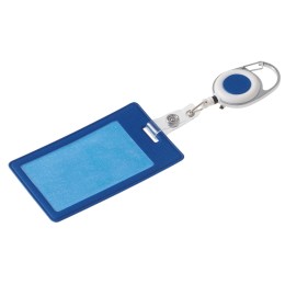 Бейдж с рулеткой-карабин "Favor", синий