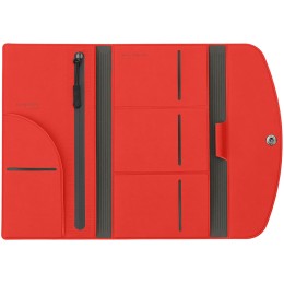 Органайзер для документов на кнопке с отделением для купюр и ручки, упаковка в индивидуальный пакет, красный/серый