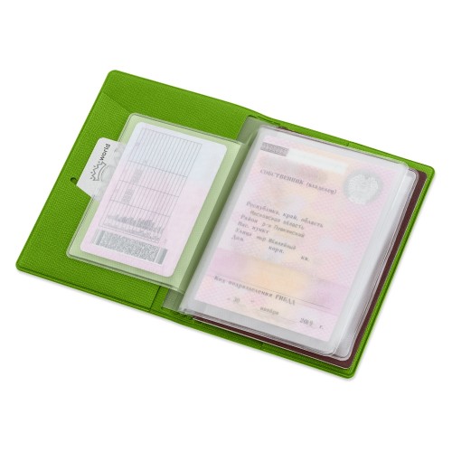 Классическая обложка для автодокументов "Favor", зеленое яблоко