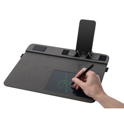 Многофункциональный коврик для мыши «Multi Pad» с беспроводной зарядкой и LCD экраном, 10 Вт, черный