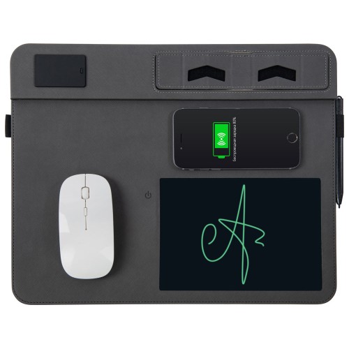 Многофункциональный коврик для мыши «Multi Pad» с беспроводной зарядкой и LCD экраном, 10 Вт, черный