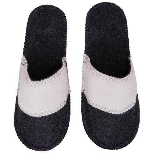 Тапочки белые/серые с отворотом без вышивки