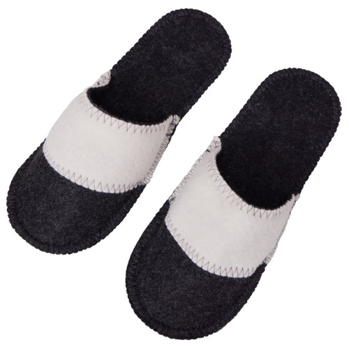 Тапочки белые/серые с отворотом без вышивки