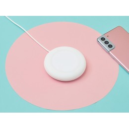Беспроводное зарядное устройство со встроенным кабелем 2-в-1 "Disc", белый