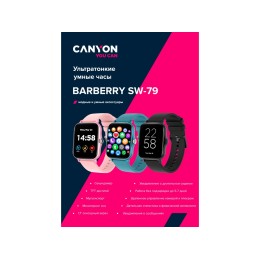 Умные часы CANYON Barberry SW-79, IP 67, BT 5.1, сенсорный дисплей 1.7, розовый