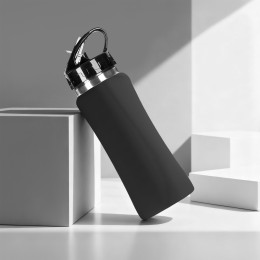 Бутылка для воды "Bottle C1", сталь, soft touch, 600 мл, черный