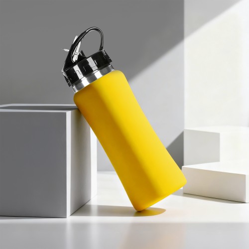 Бутылка для воды "Bottle C1", сталь, soft touch, 600 мл, желтый