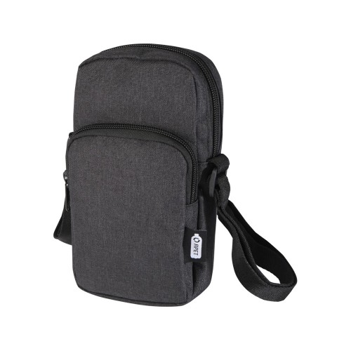 Сумка для телефона "Ross" из переработанного материала, древесный уголь