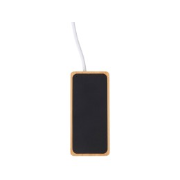 USB хаб с подсветкой лого «Reedia S5», 3*USB, 1*Type C, бамбук, черный