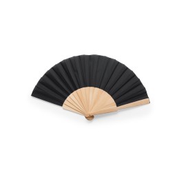 Веер CALESA с деревянными вставками и тканью из полиэстера, черный