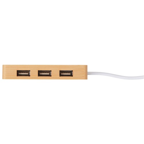 USB хаб с подсветкой лого «Reedia S5», 3*USB, 1*Type C, бамбук, черный