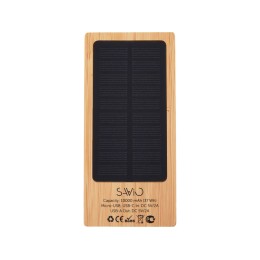 Внешний аккумулятор с подсветкой лого и солнечной панелью «Reedia S1», 10000 mAh, бамбук, черный