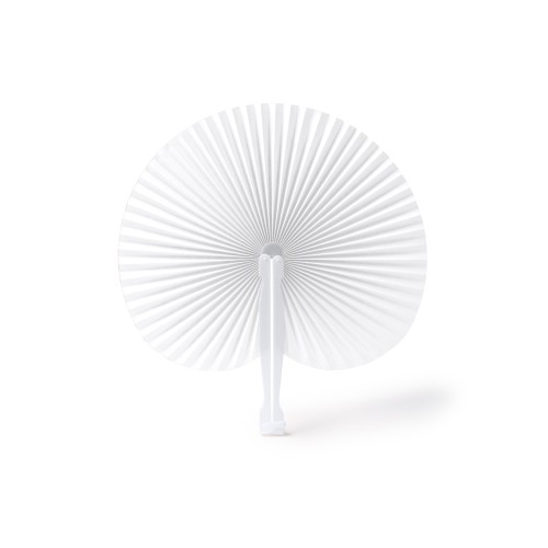 Складной круглый веер-пайпай с пластиковыми стержнями, белый