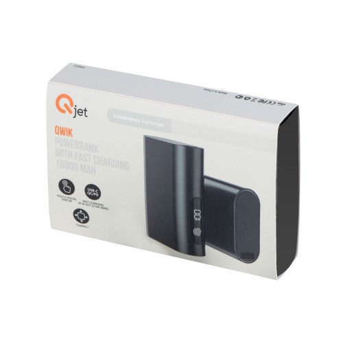 Внешний аккумулятор с QC/PD "Qwik", 10000 mah, черный (Р)